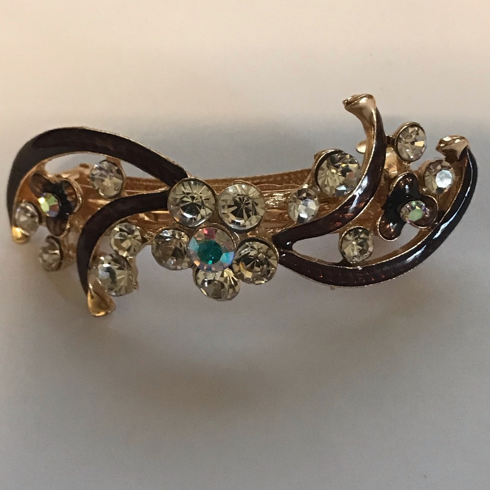 Gorgeous Rhinestone & Black Enamel Barrett